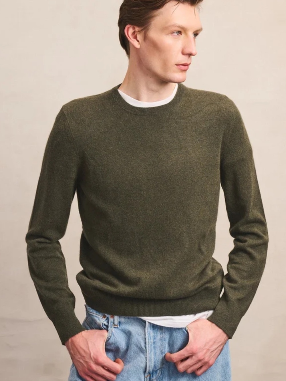 NAADAM Crewneck cashmere Sweater in Olive Green M